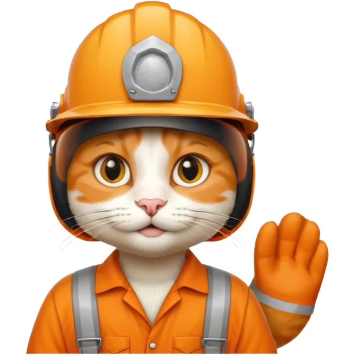 orange cat, handyman Outfit, wearing a Helmet emoji
