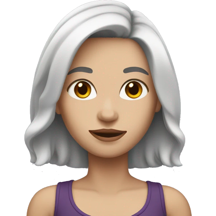 white woman with shoulder length dark purple hair emoji