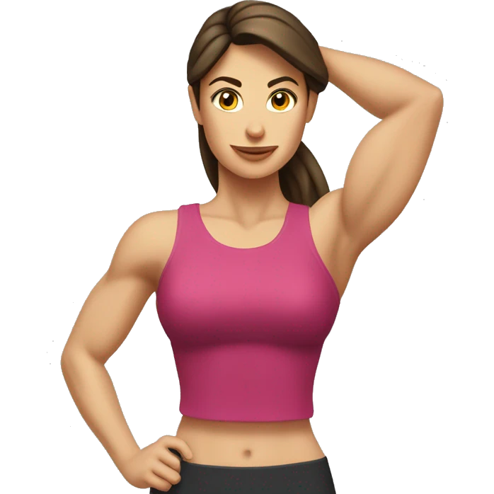 Woman arm muscles, fit Caucasian woman, brunette  emoji