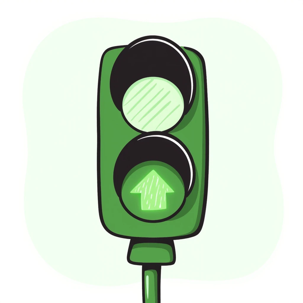 hand-drawn green traffic light with illuminated green signal emoji