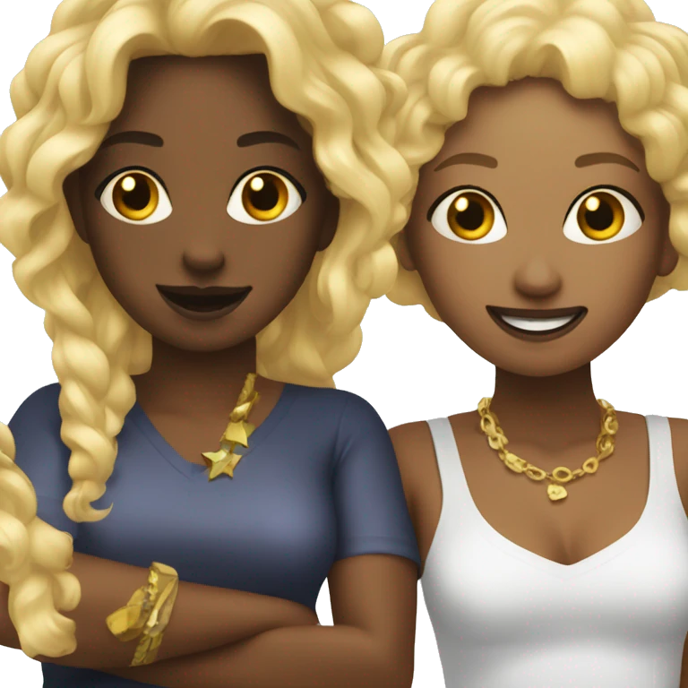 Black girl and blonde girl partying emoji