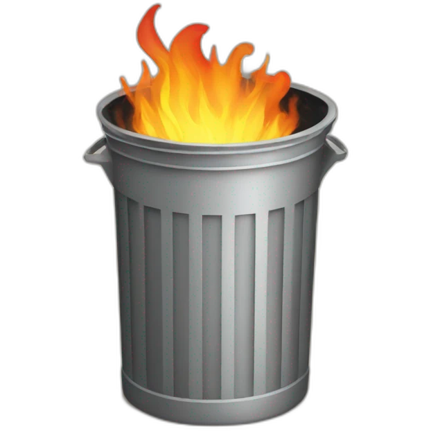 trash can on large fire emoji