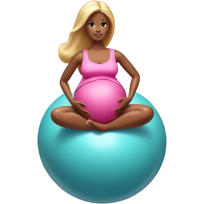 Pregnant Barbie on yoga ball emoji