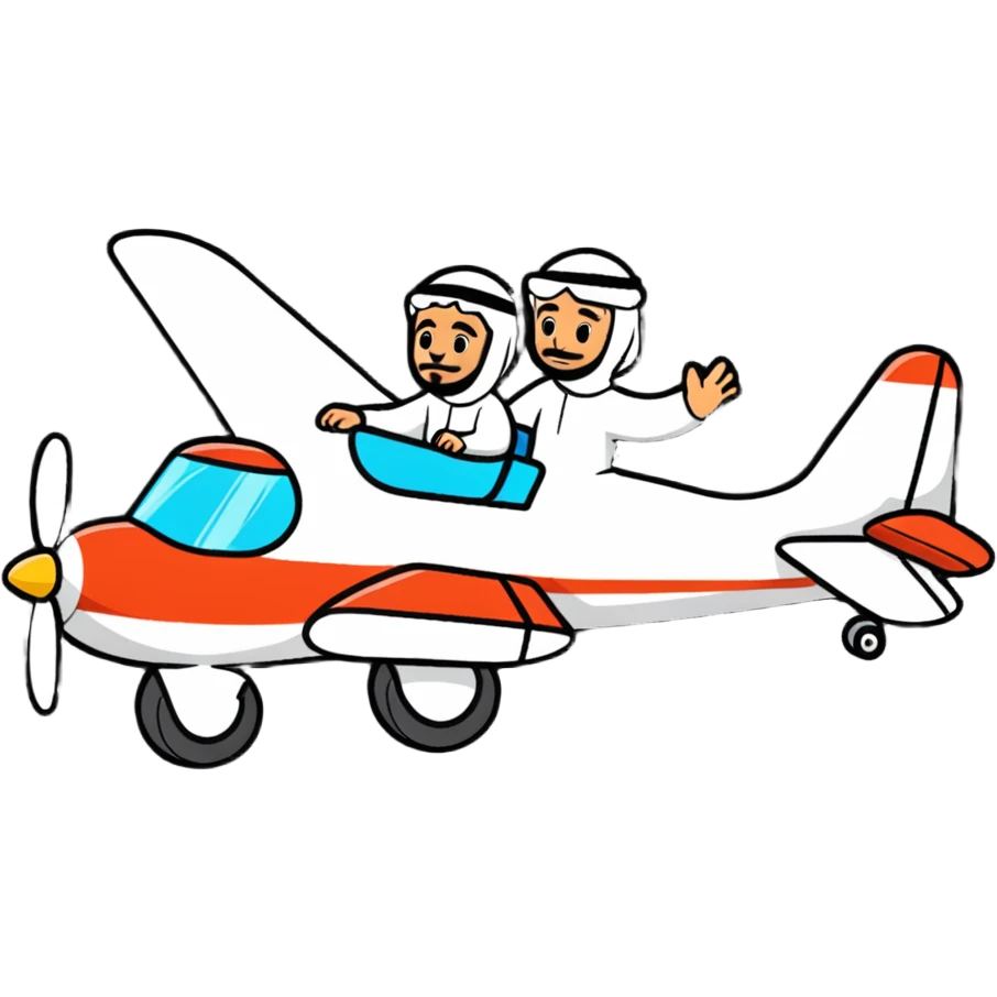 two Arab men piloting an airplane emoji