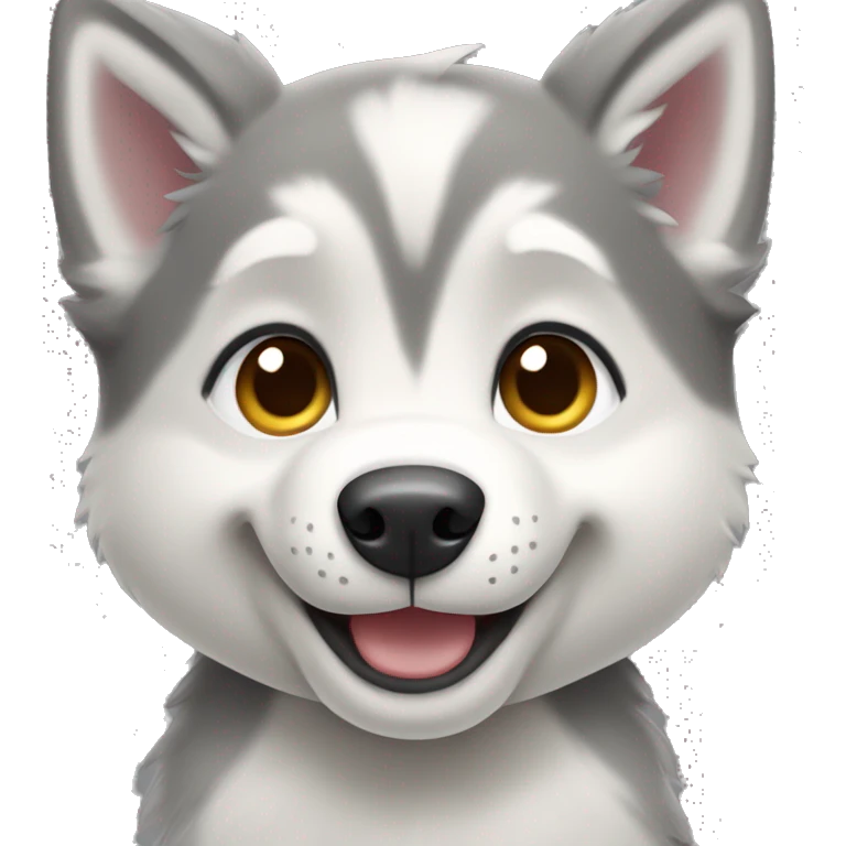 Husky puppy , light gray , happy face emoji