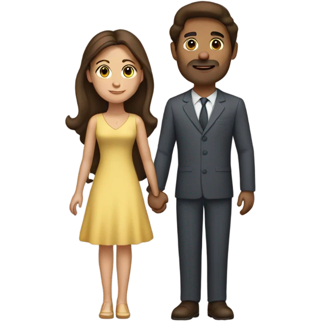 brown haired man in dress holding hands with brunette woman with long haur emoji