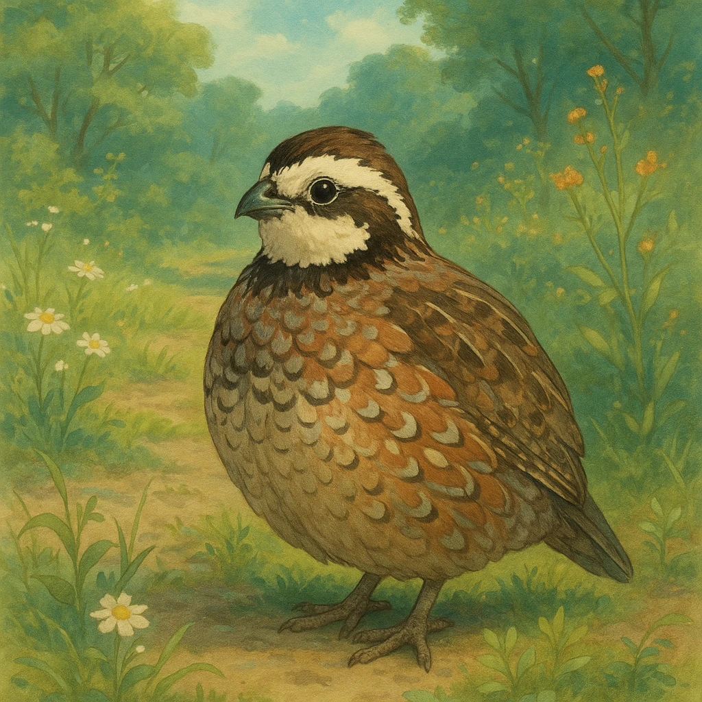 bobwhite quail, soft and painterly, ghibli style emoji