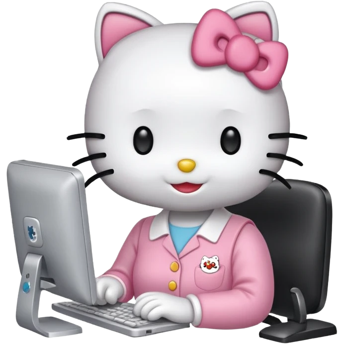 hello kitty at a computer  emoji