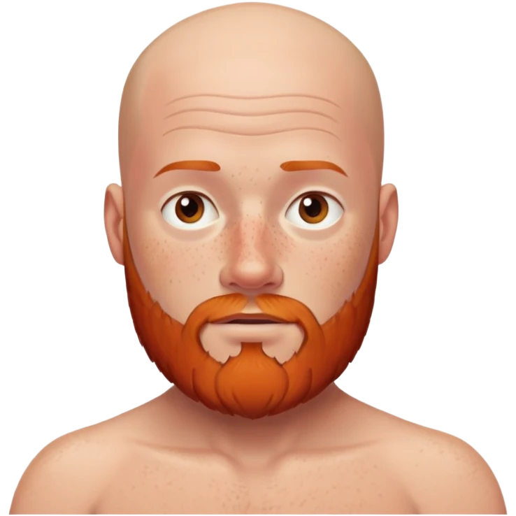  white man with  no hair freckles and red beard a little chunky posing without a shirt  emoji
