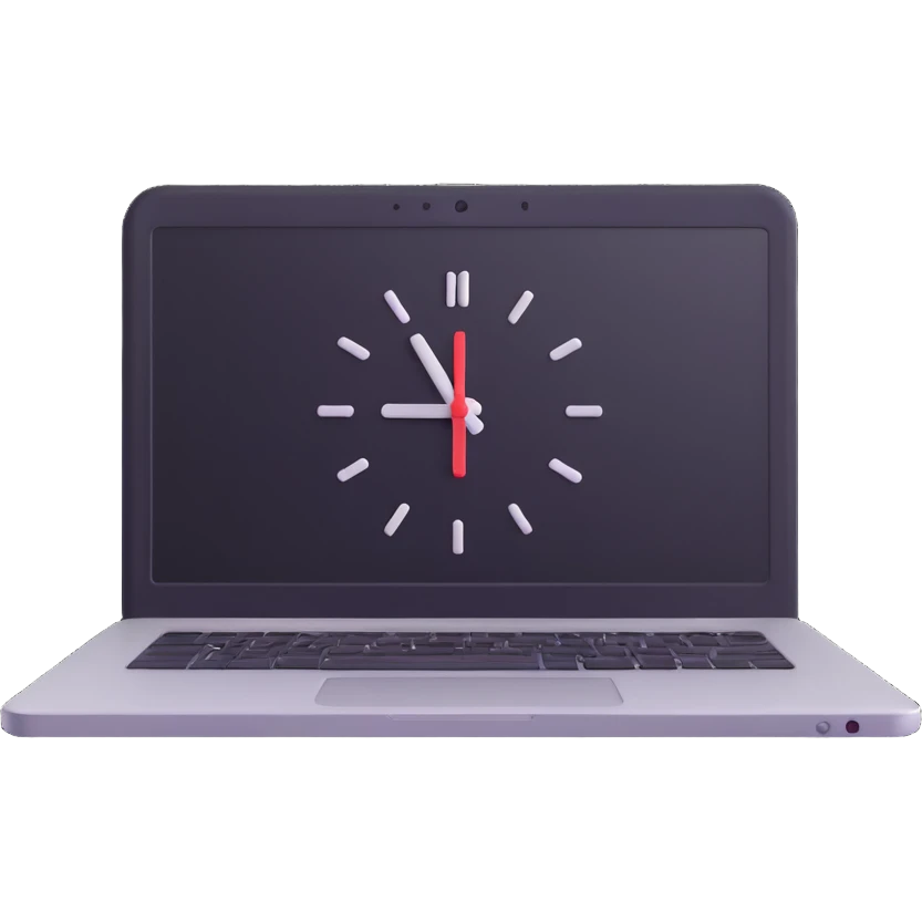 compact laptop with a clock icon overlay, symbolizing significant admin workload emoji
