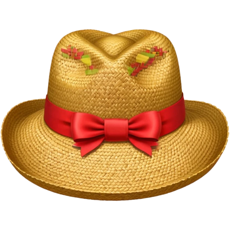 Chapeau de paille avec ruban rouge emoji