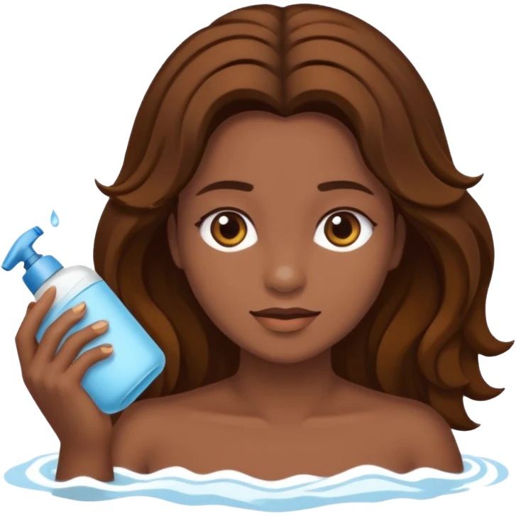 Uma mulher de toalha na cabeça pq ela acabou de sair do banho. Tem pele branca e cabelo marrom escuro.  Ela tá com um hidratante nas mãos,  pq ela vai cuidar da pele emoji