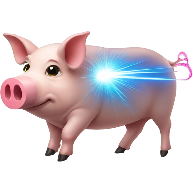 Lasers coming from a pig emoji