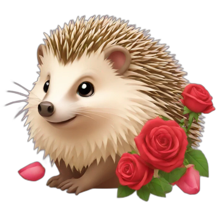 hedgehog with roses emoji