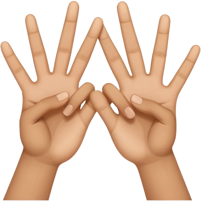 Two hands interlocking peace signs emoji