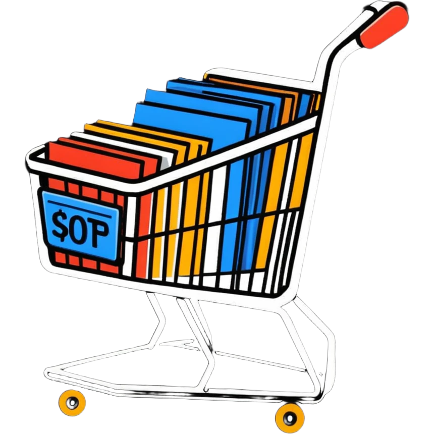 shopping cart with price comparison chart emoji