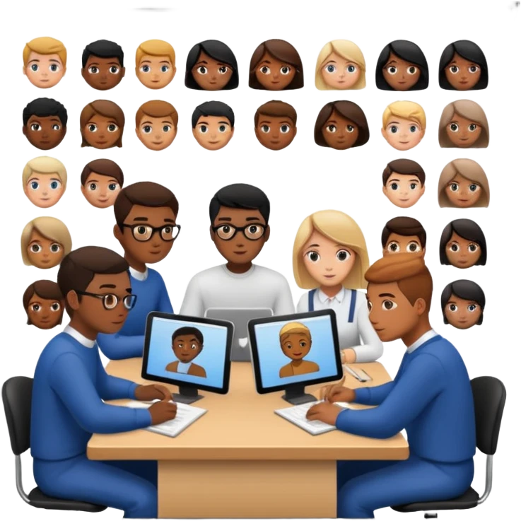 Birdseye view of large study space with students working separately add students emoji