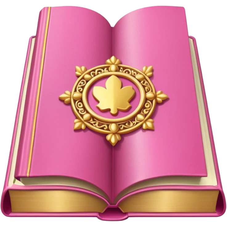 An open pink book with golden detailsls emoji