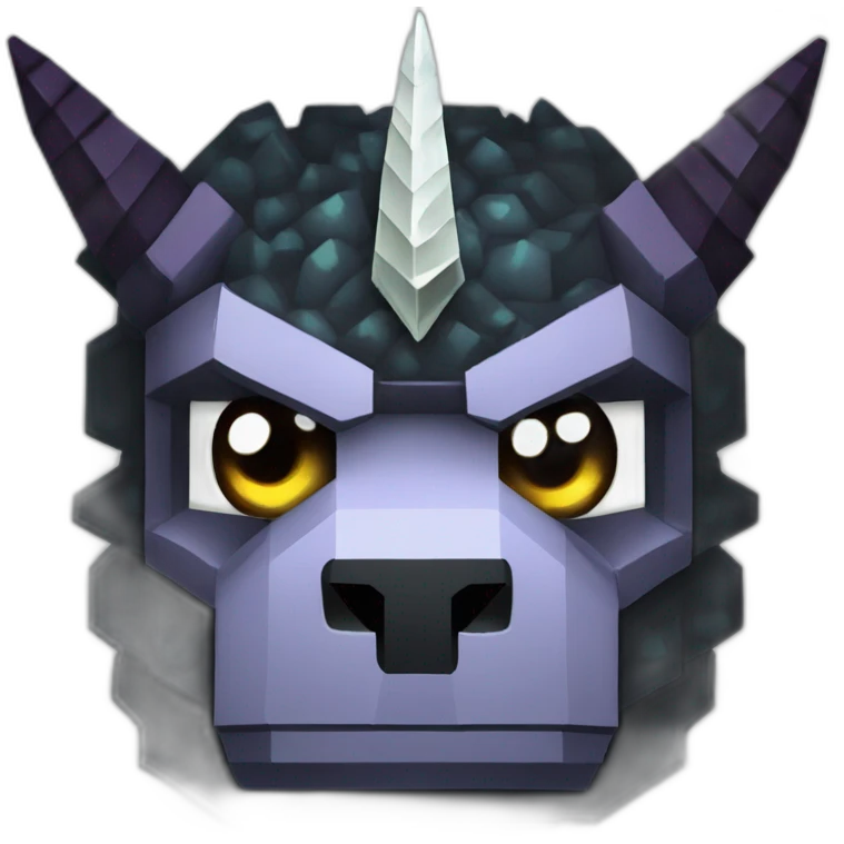 Minecraft Black Godzilla Head With Diamond Unicorn Horn and Lazer Eyes emoji