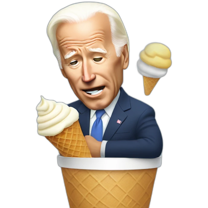 Joe Biden falling asleep while eating a vanilla ice cream cone emoji