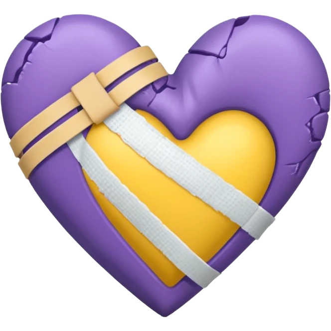purple and yellow black heart with bandage emoji