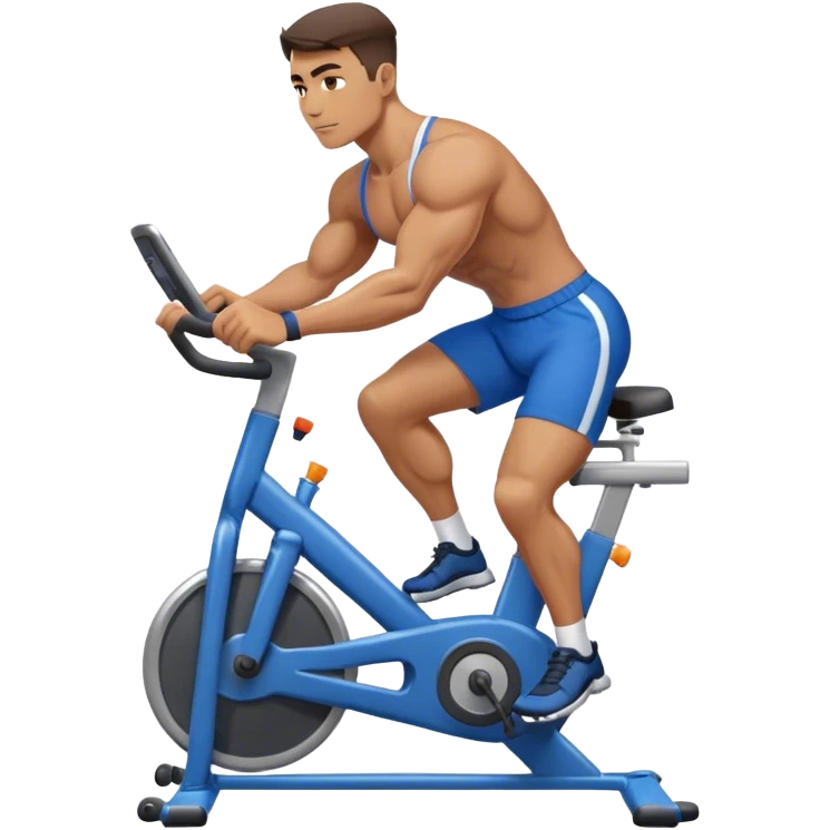 buff guy blue shorts stationary bike emoji