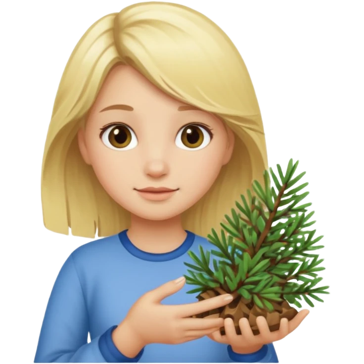 Blonde girl with small pines emoji