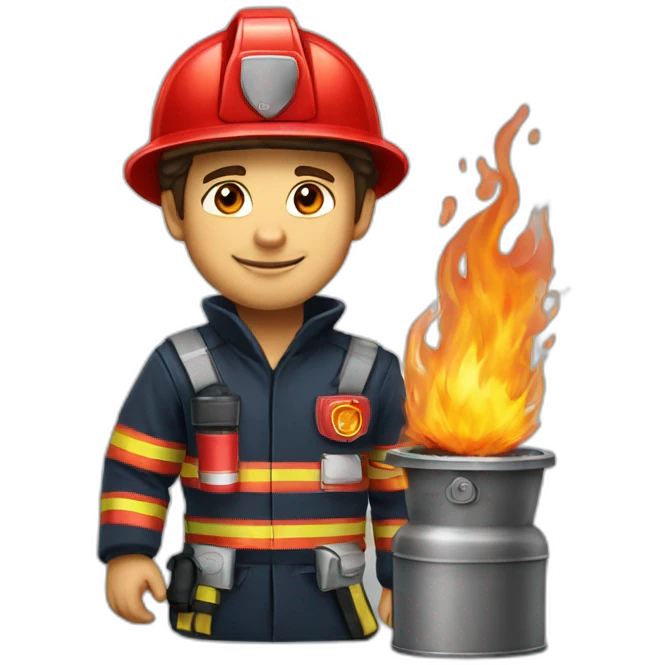 Pompier avec lance incendie emoji