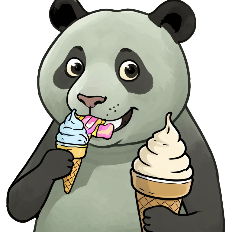 Panda eating ice cream emoji