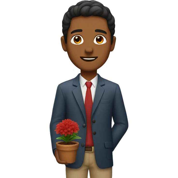 Brown man with a red plant emoji