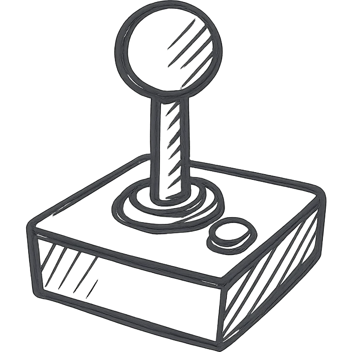 joystick icon, outline only, stroke color #442C58, simple, modern emoji