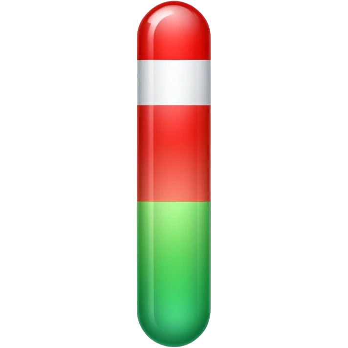 A vertical capsule-shaped progress bar with a color gradient from green at the bottom to red at the top. The bar is divided into segments by thin lines, with bold, outlined numbers scaling upward next to it.  emoji