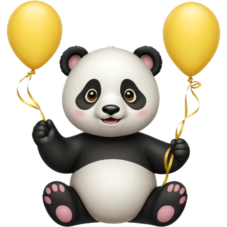 panda holding yellow lines balloon in hand emoji