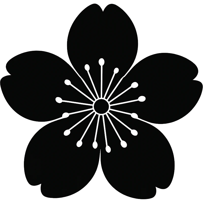show  one black cherry blossom without a stem , remove background emoji