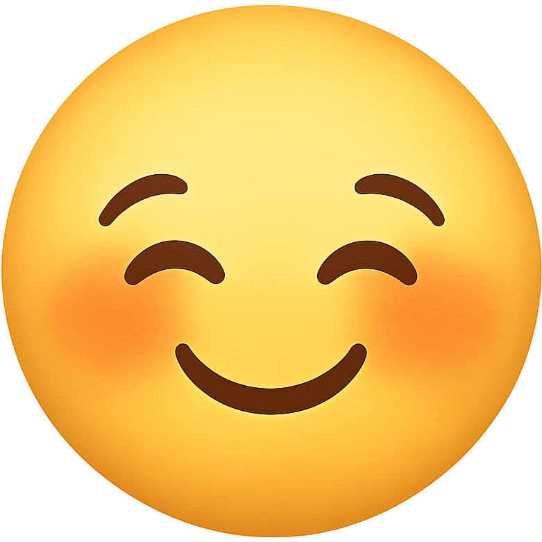cute emoji, smiling with closed eyes, chubby cheeks emoji