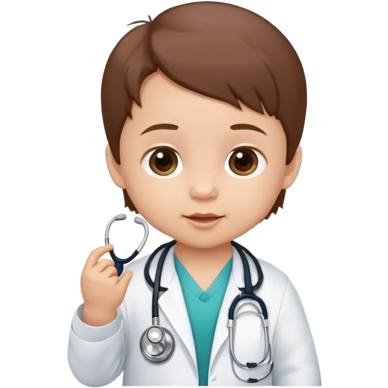 Baby with brown hair, 6 months, with a stethoscope  emoji
