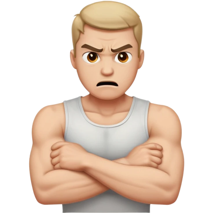 Arms crossed holding neck angry guy emoji