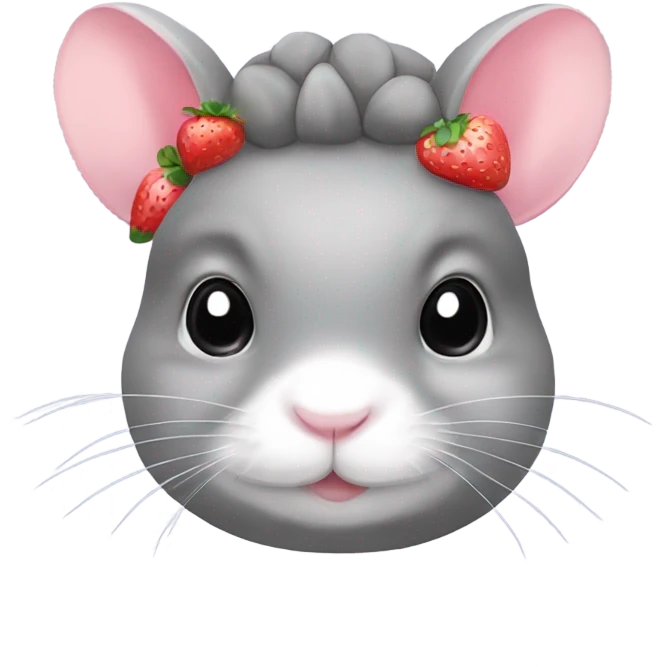chinchilla with strawberry and pastel bow on its head￼ emoji