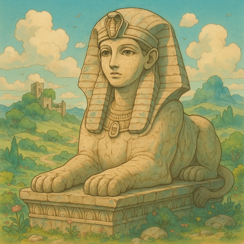 ancient sphinx, ghibli style emoji