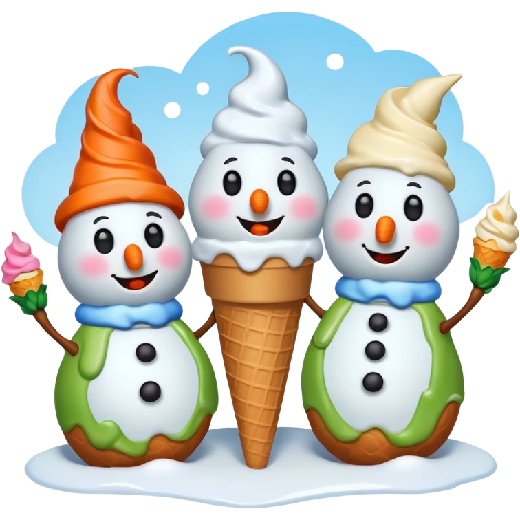 snowmen with ice cream emoji