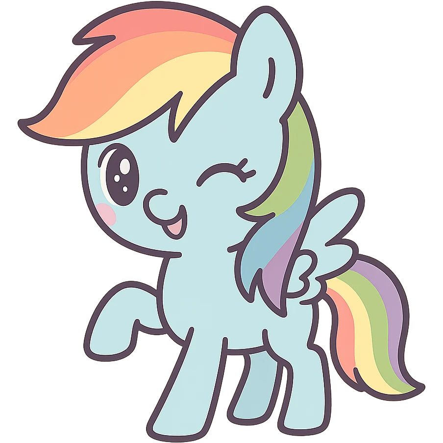 Rainbow Dash from My Little Pony, winking and smiling, playful expression emoji