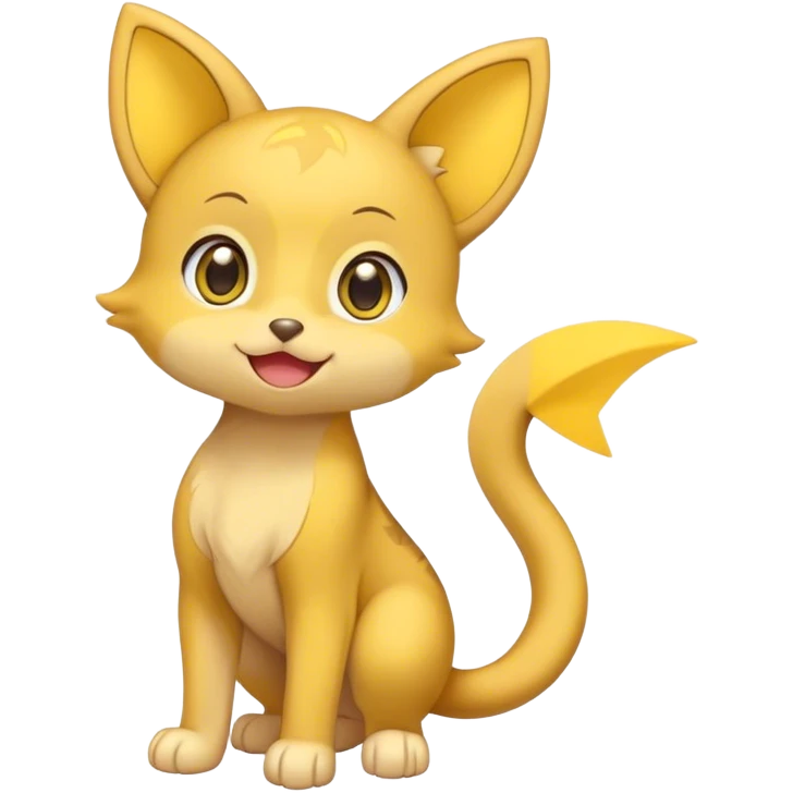 Shinx, round ears, yellow star on tail, full body, big eyes, happy emoji