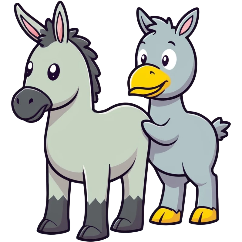 Big bird and donkey emoji