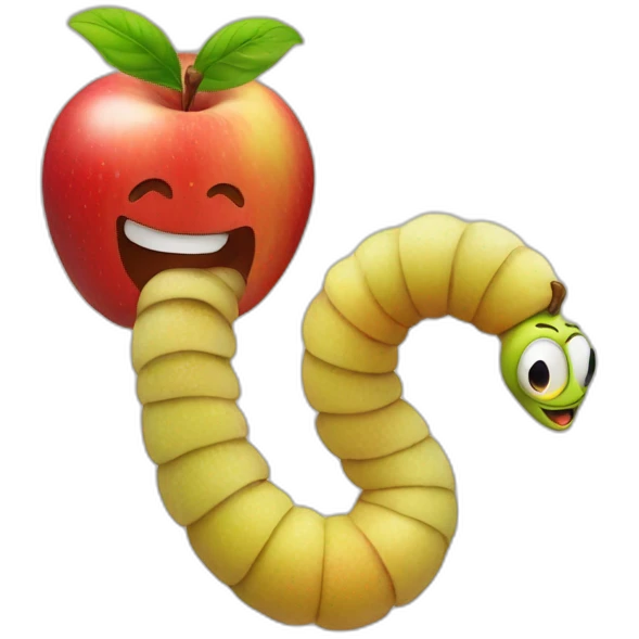 apple and worm emoji