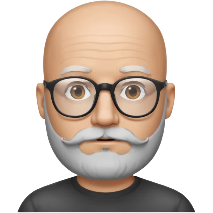 Bald man with salt and pepper beard and glasses emoji