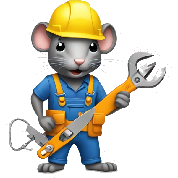 Rat Construction worker with a hard hat and wire cutters and holding "zip ties" emoji