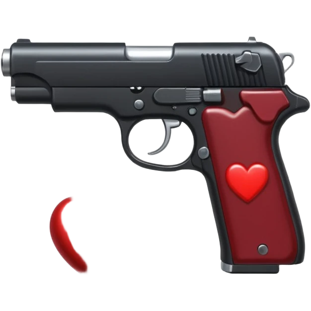 Black hand gun shooting a heart bullets out of the tip  emoji