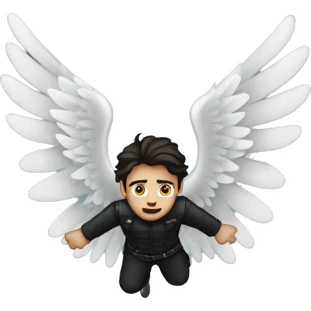 dark angel falling from the sky, caucasian dark haired man emoji