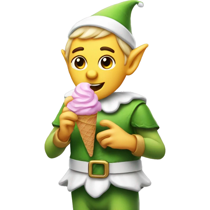 Elf eating ice cream emoji
