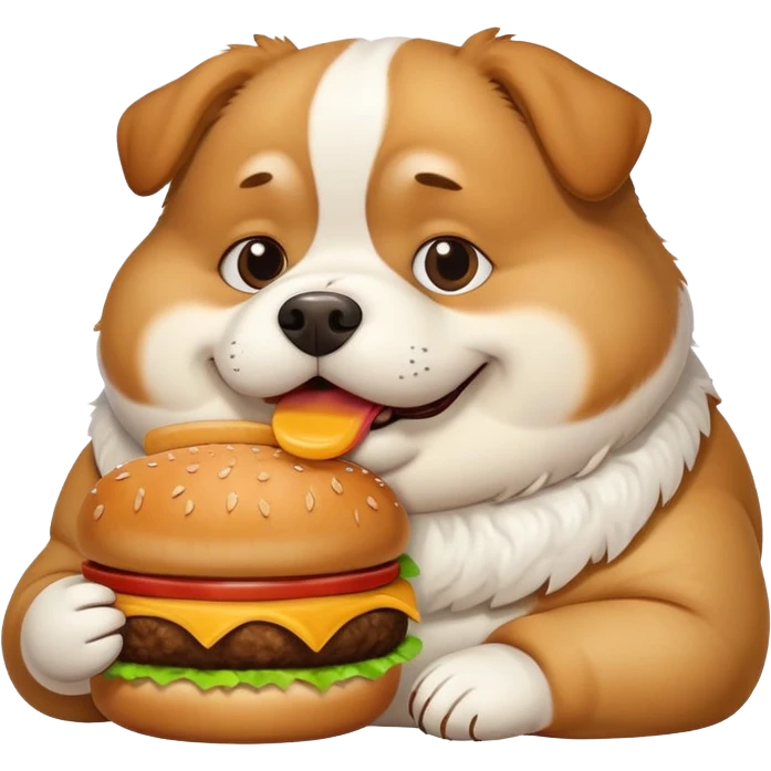 Fat dog eating a hamburger  emoji